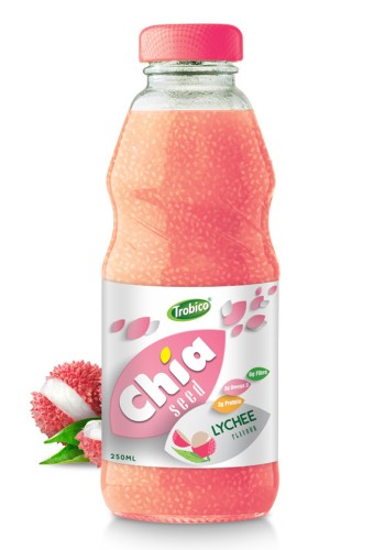 250ml Chia Seed Lychee Flavour Glass bottle